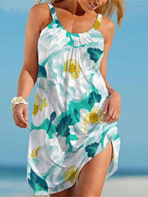 Mini-robe à bretelles sans manches à imprimé floral pour femme